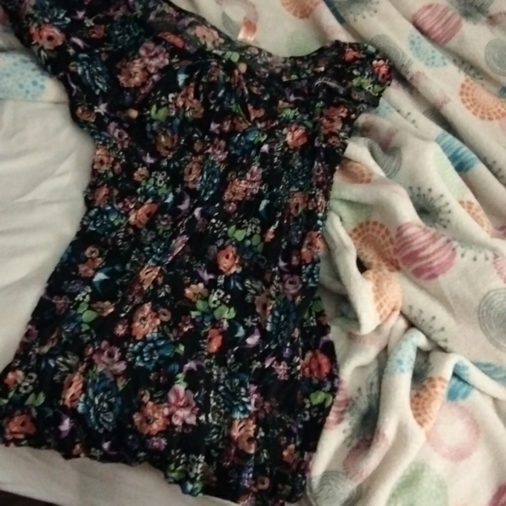 short sleeve Black floral shirt